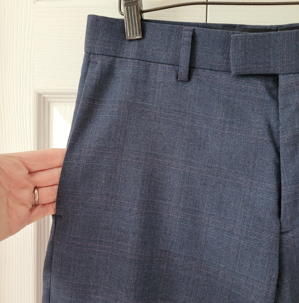 BANANA REPUBLIC FACTORY SLIM FIT SUIT JACKET 38R & DRESS PANTS 29X32 NAVY PLAID - Picture 7 of 16